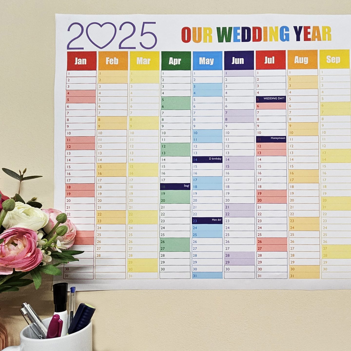 Colourful Personalised Wall Planner 1 Colourful Personalised Wall Planner